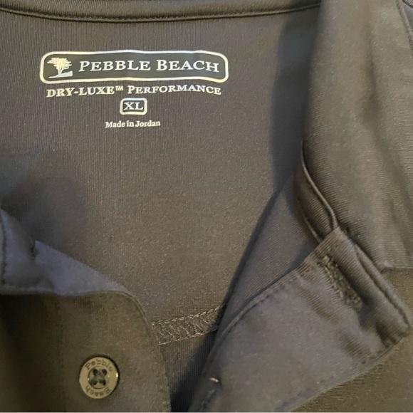 Pebble Beach Charcoal and Black Striped Polo Shirt Size XL - Picture 2 of 7